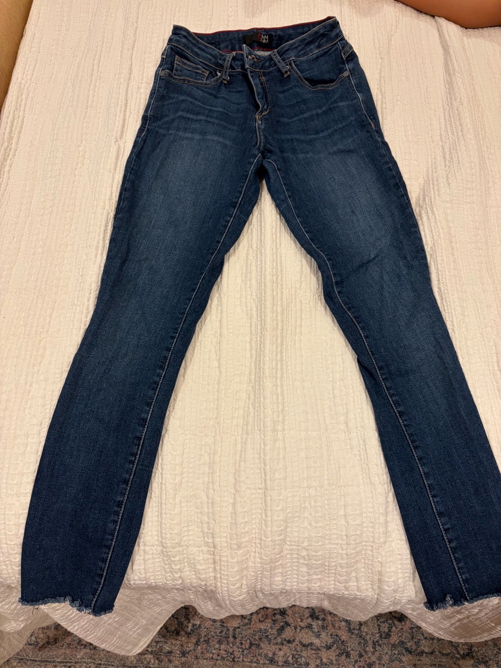Women's Dark Indigo Skinny Jeans - Stretch Mid-Rise